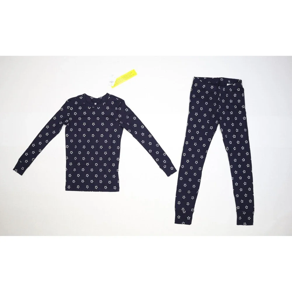 Gap Kids Pajama Set Youth Size 10 Navy Star Print Long Sleeve Shirt Pants New